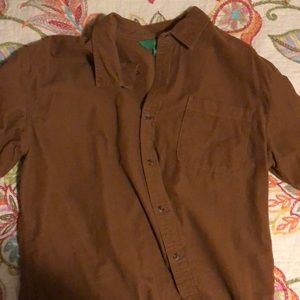 XL, brown, long sleeve dip corduroy button up